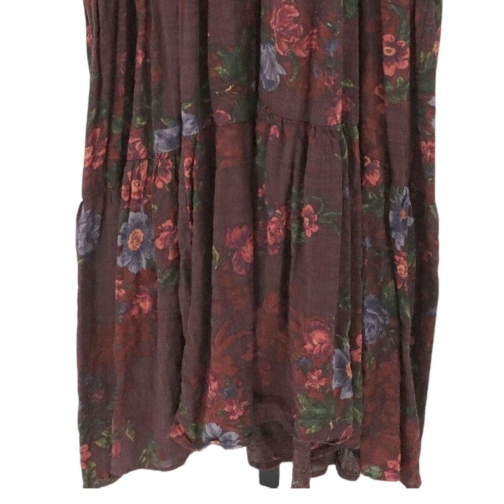 Natural Life Rebecca Boho Floral Midi Dress Puff Sleeve Tiered XL - Picture 5 of 11